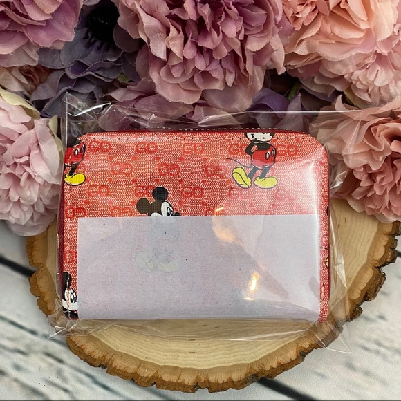 Red Mickey Mouse Vegan Leather Zippered Wallet - Picture 9 of 10